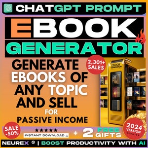 ChatGPT Passive Income with Ebooks, Ebook Generator, ChatGPT Prompts for Ebook, AI Ebook, Ebook PDF, Chatgpt Book Writing, Ebook Writing image 1