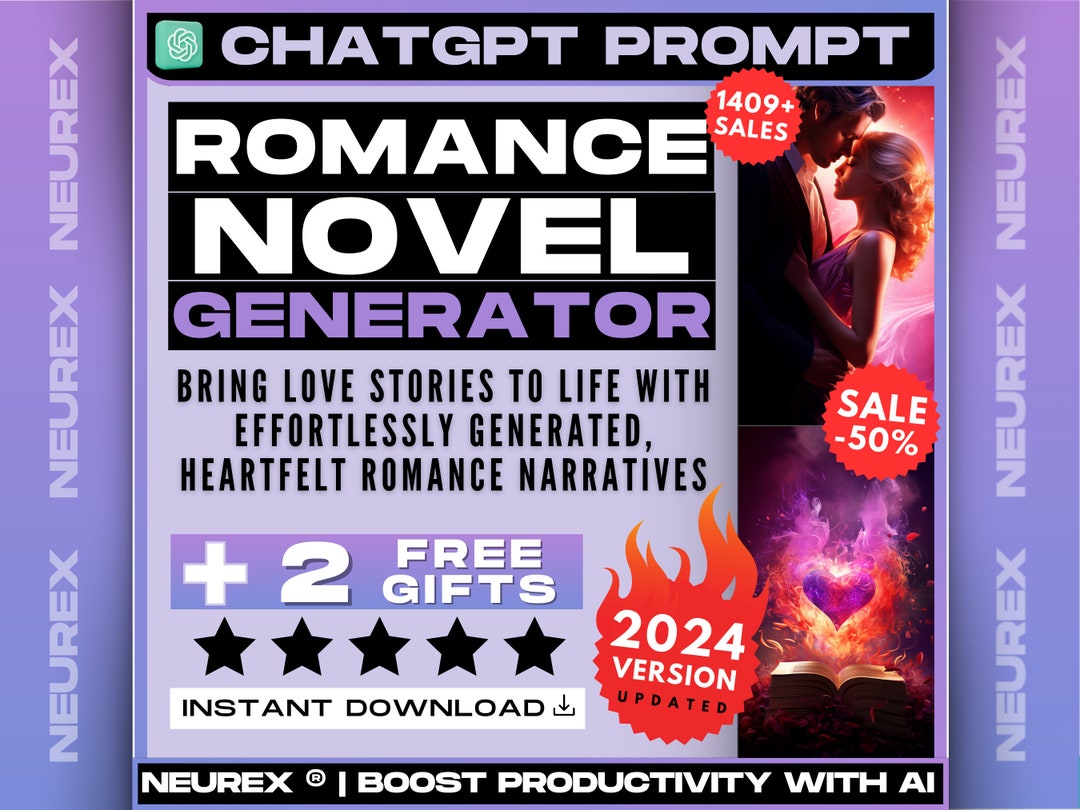 Chatgpt Romance Novel Generator Prompt, Craft Love Stories, Passionate