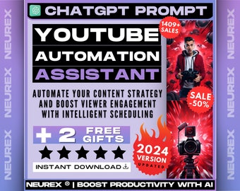 ChatGPT YouTube Automation Prompt, Content Management, Increase Engagement, Video Scheduling, SEO Boost, Subscriber Growth, AI Prompts