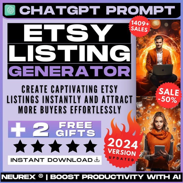 ChatGPT Etsy Listing Generator Prompt, Product Descriptions, Online Selling, Handmade Marketing, Listing Optimization, E-commerce Creativity