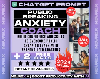 ChatGPT Public Speaking Anxiety Coach Prompt, Confidence Building, Speech Anxiety, Presentation Skills, Oratory Improvement, Audience Boost