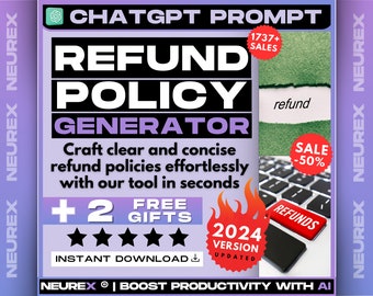 ChatGPT Refund Policy Prompt, Customer Rights, Business Policies, Transaction Clarity, Service Terms, Purchase Returns, Policy Drafting