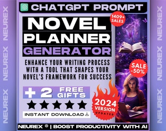 ChatGPT Novel Planner Generator Prompt, Buchstruktur organisieren, Story-Marting-Tool, Schreibprozess-Verbesserer, kreatives Plot-Design
