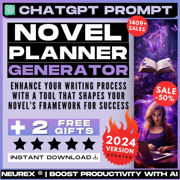 ChatGPT Novel Planner Generator Prompt, Buchstruktur organisieren, Story-Marting-Tool, Schreibprozess-Verbesserer, kreatives Plot-Design