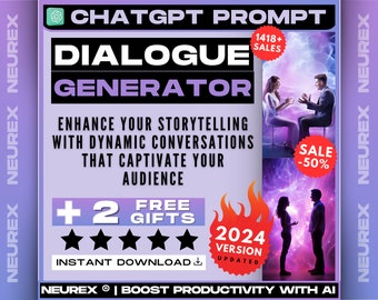 Dialogue Generator ChatGPT Prompt - Spark Conversations, Enhance Storytelling, and Create Engaging Dialogues, Speaking Training, Spelling