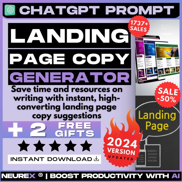ChatGPT Landing Page Copy Prompt, Conversion Optimization, Marketing Copy, Web Content, Sales Pitch, Call to Action, Online Engagement