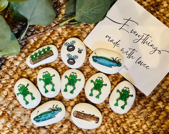 Five Green Freckled Frogs Story Stones