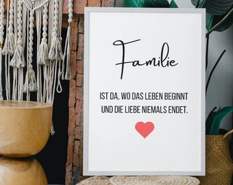 FAMILY - Poster | Loving Words | Cursive | Harmonic | LOVE | Gift