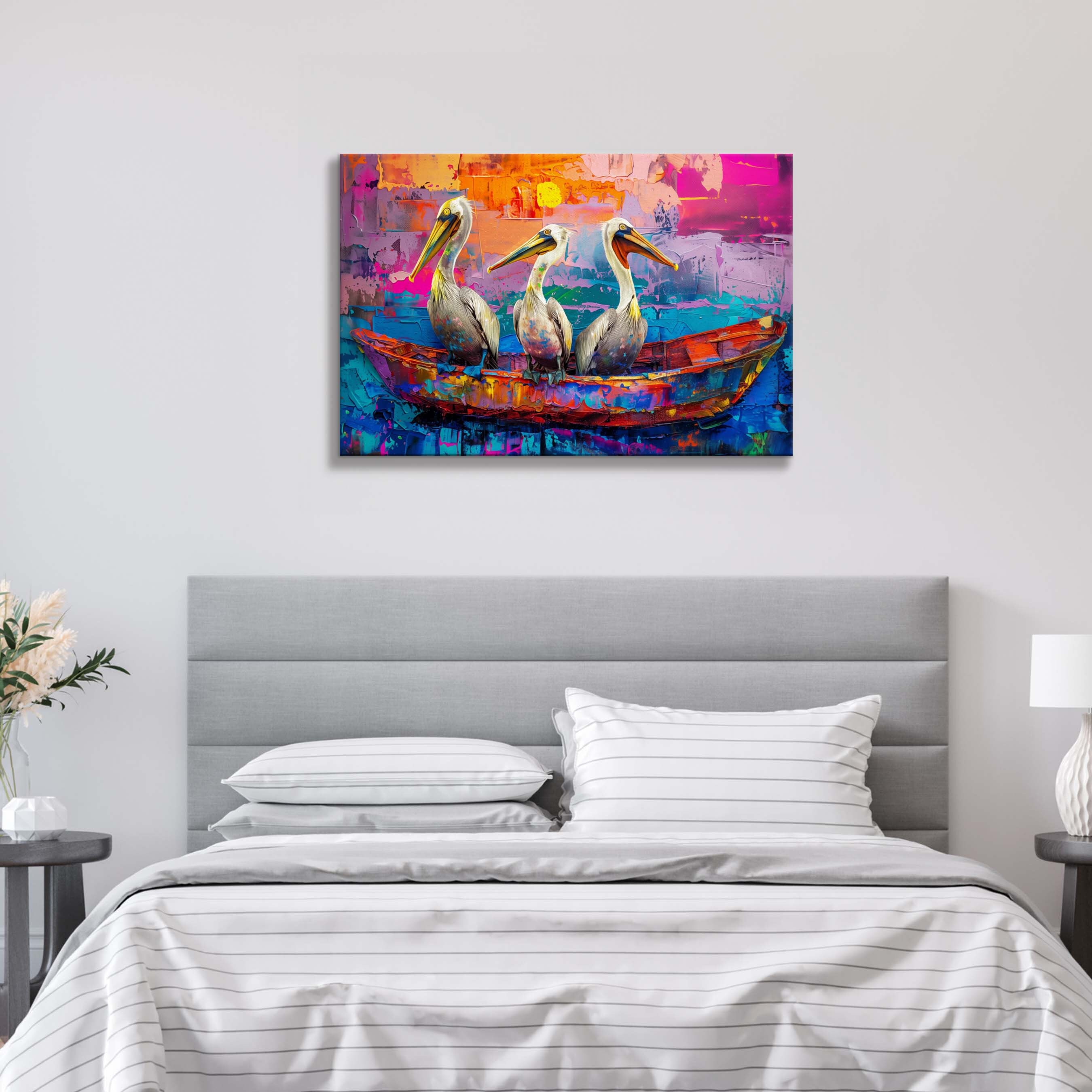 Colorful Pelican Canvas Print: Abstract Coastal Bird Art - Etsy