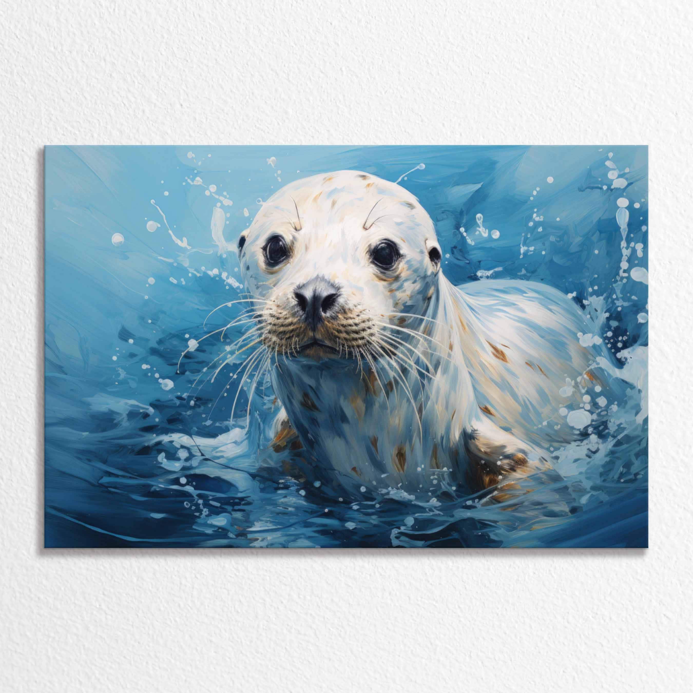 Abstract Seal Canvas Art: Minimalist Ocean Animal Print