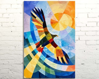 Abstract Eagle Canvas Print: Modern Geometric Sunburst Wall Art