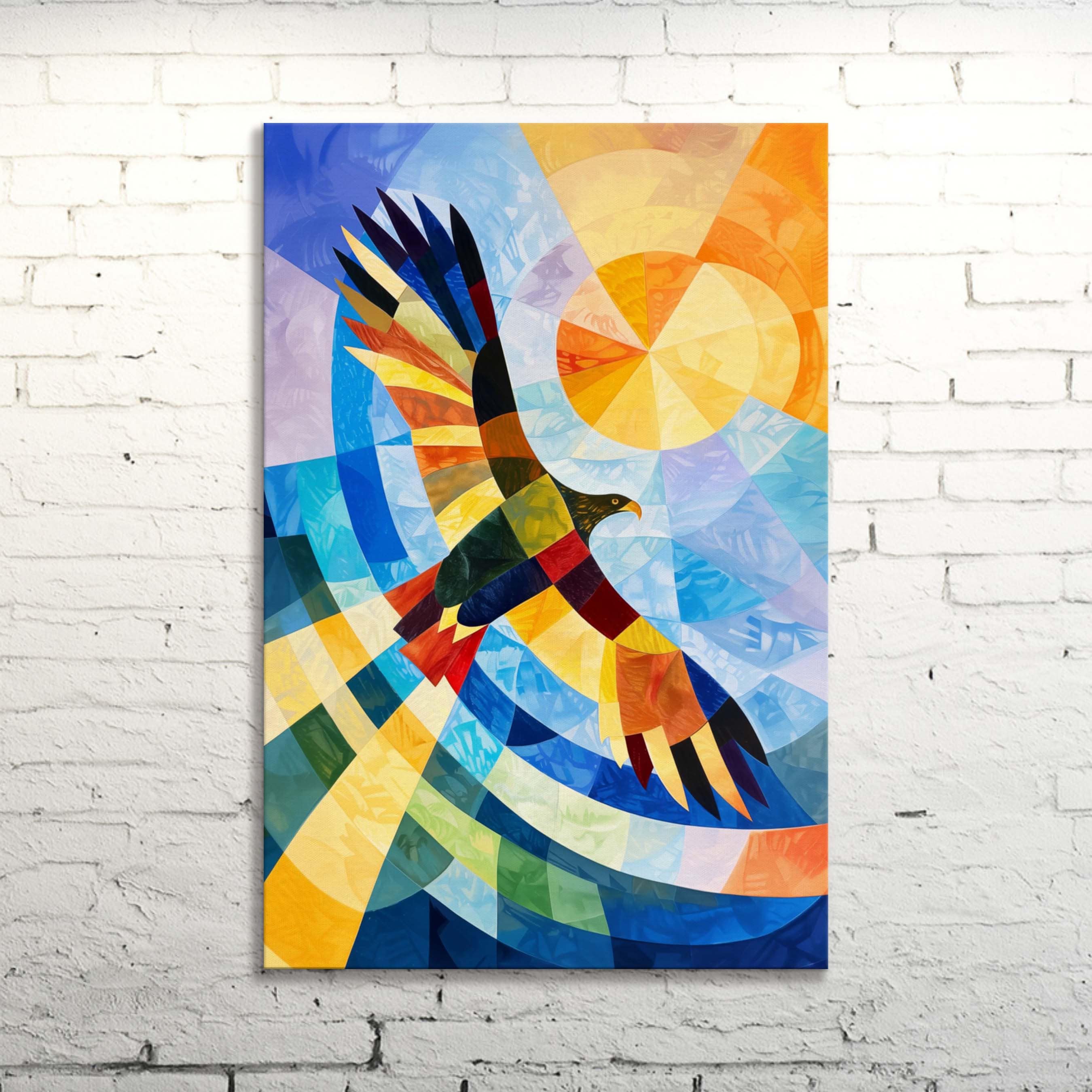 Abstract Eagle Canvas Print: Modern Geometric Sunburst Wall Art