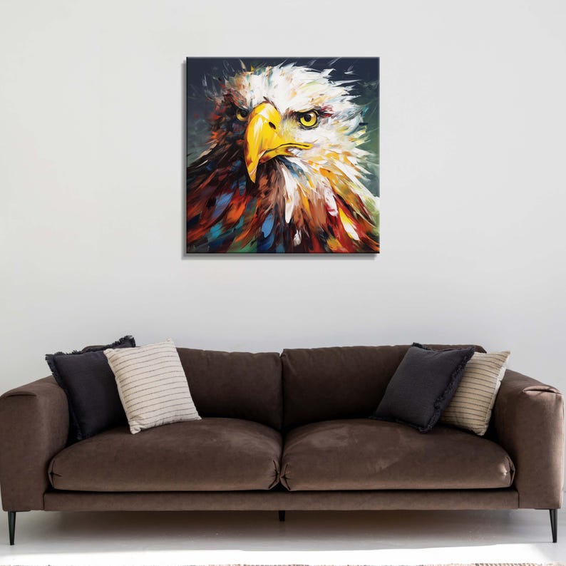 Bold Bald Eagle Canvas Art, Colorful Oil Painting Style - Etsy