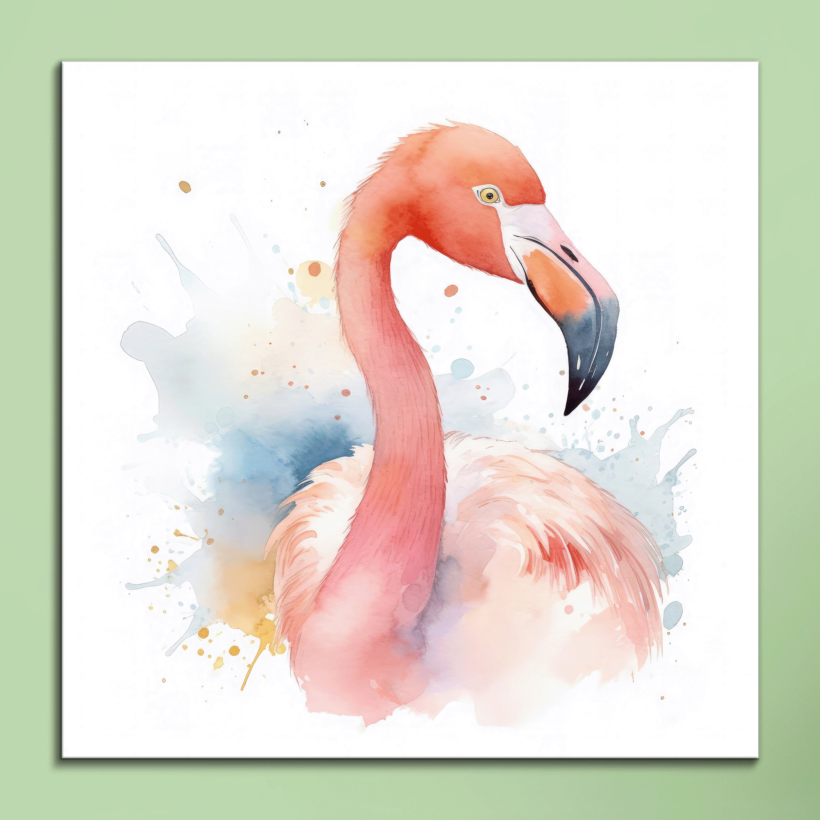 Pastel Flamingo Canvas Wall Art: Whimsical Nursery Decor