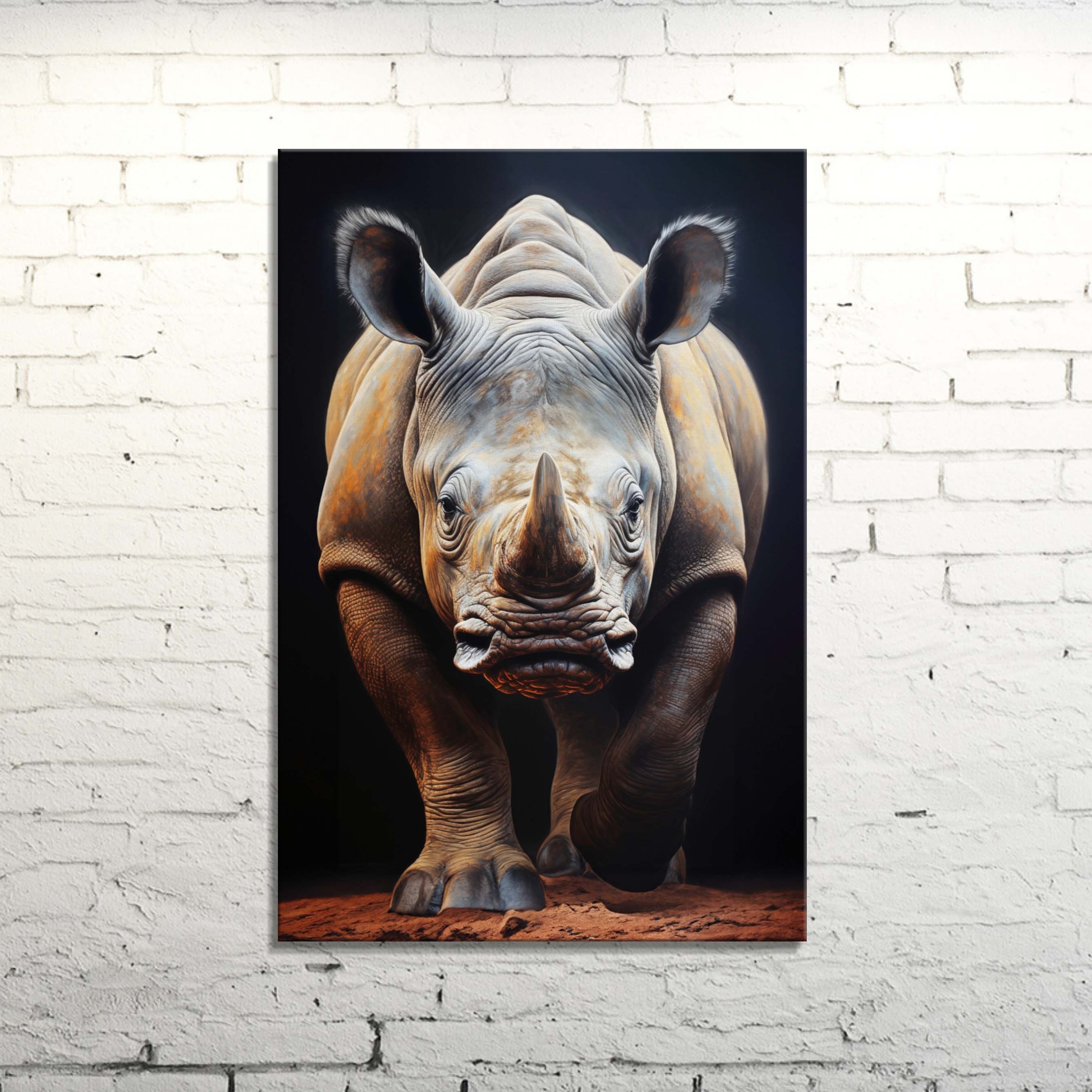 Black Rhino Portrait, African Wildlife Art Print, Endangered Species