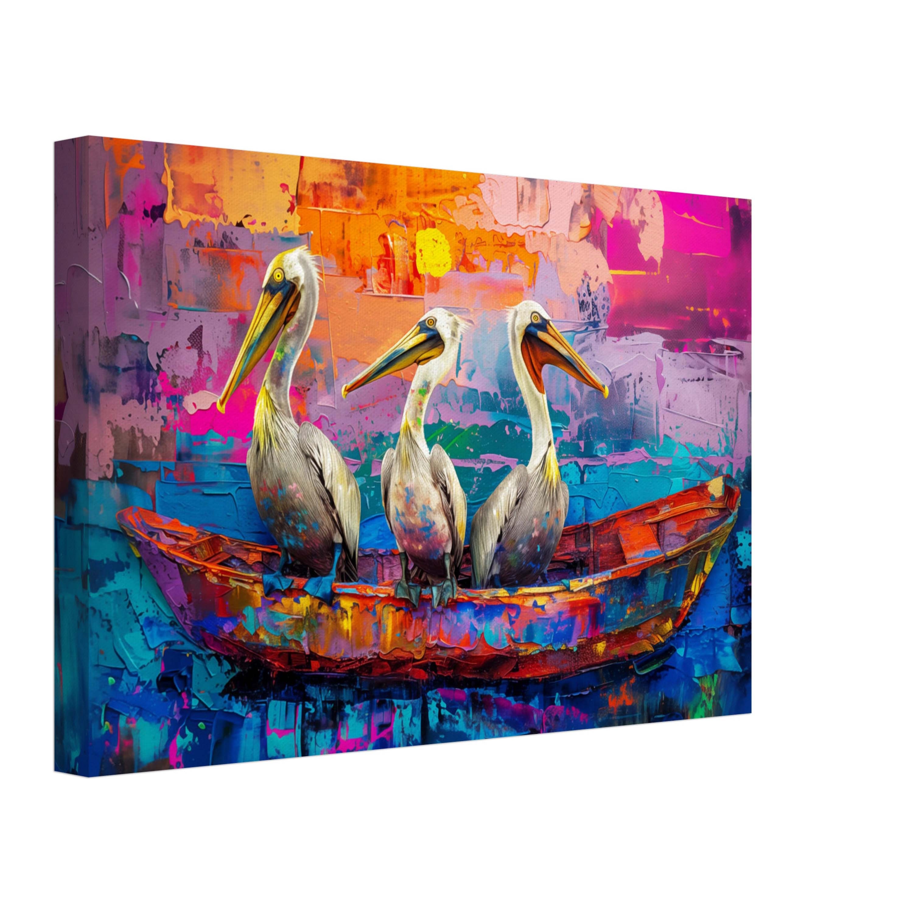 Colorful Pelican Canvas Print: Abstract Coastal Bird Art - Etsy