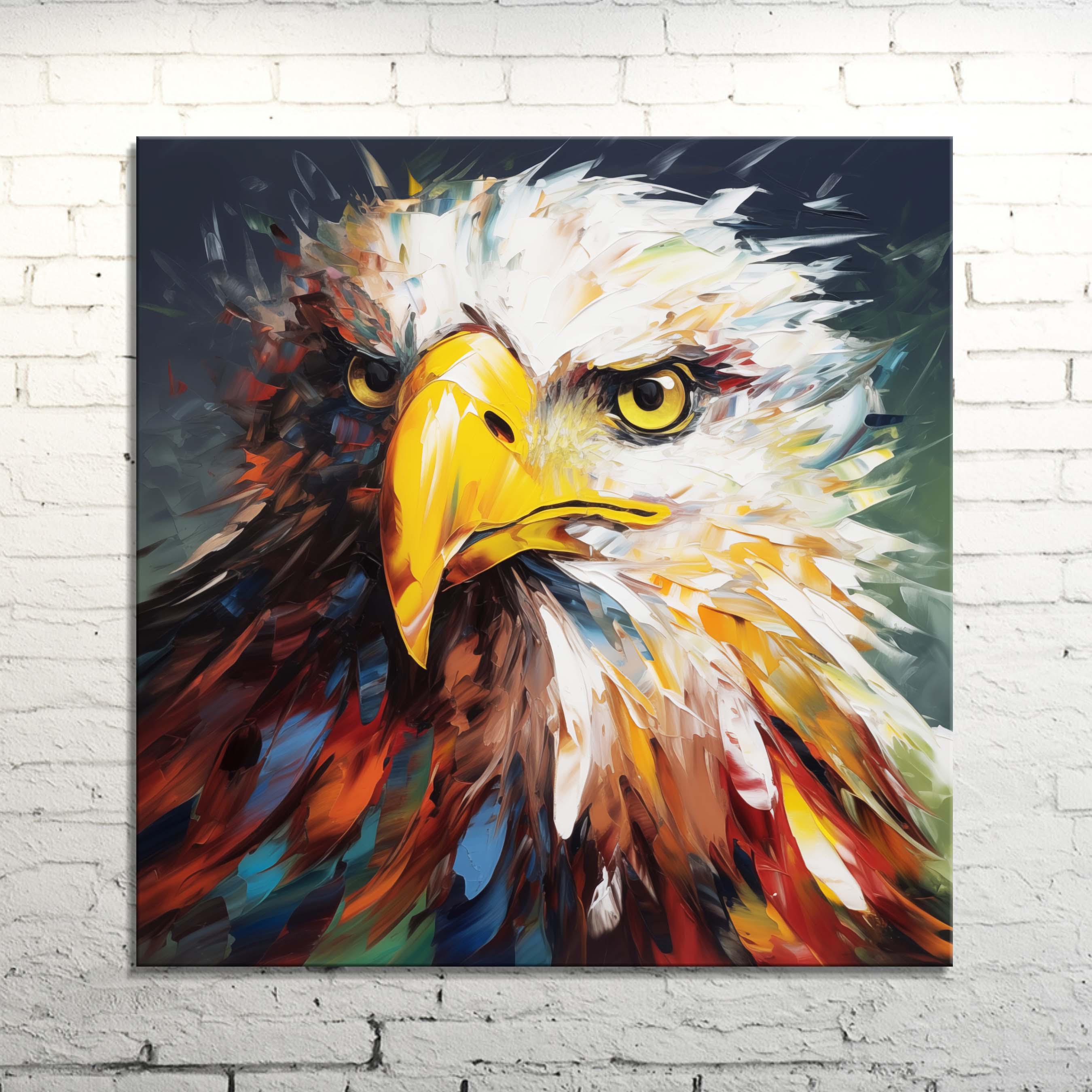 Bold Bald Eagle Canvas Art, Colorful Oil Painting Style
