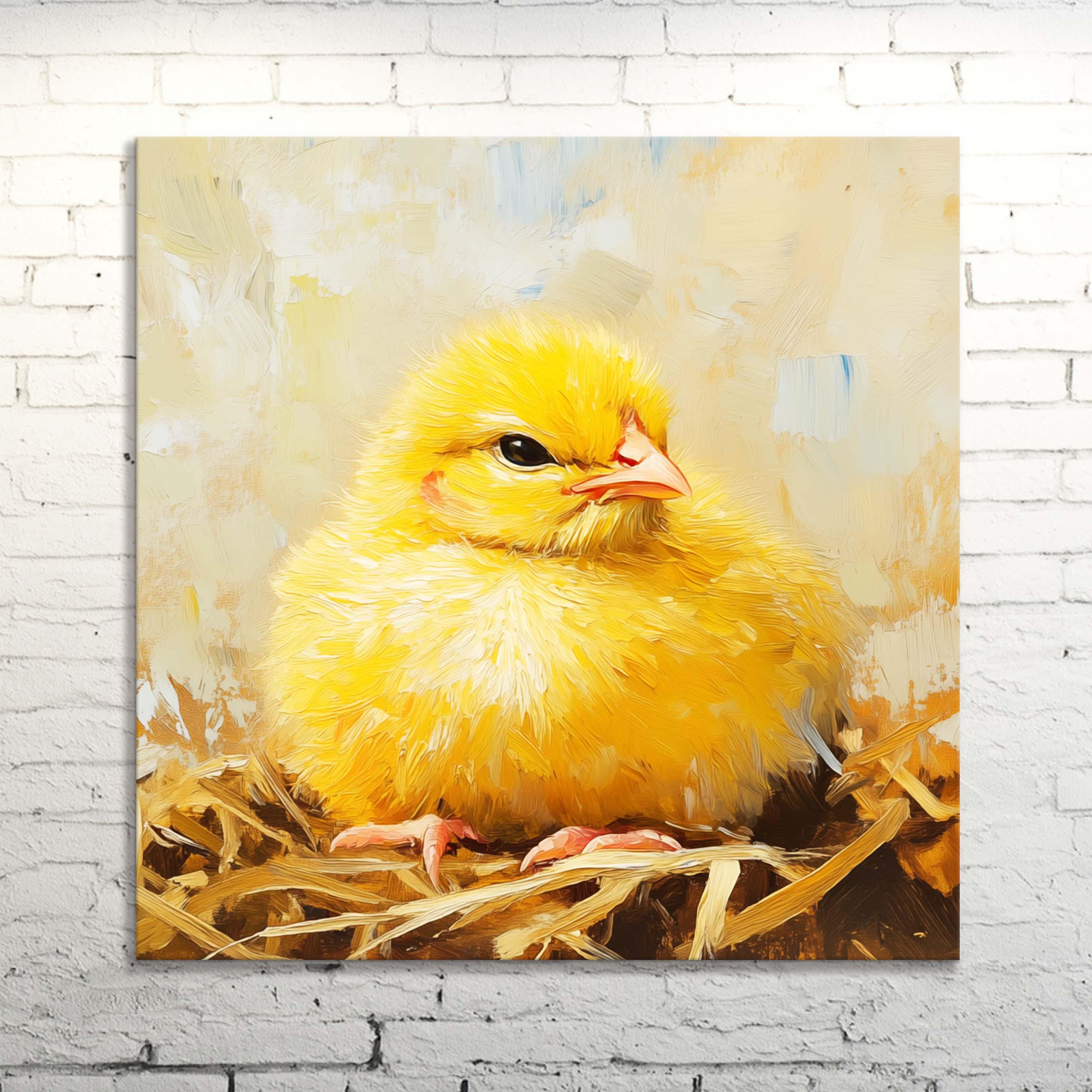 Yellow Baby Chicken Canvas Print: Farmhouse Kitchen Wall Art