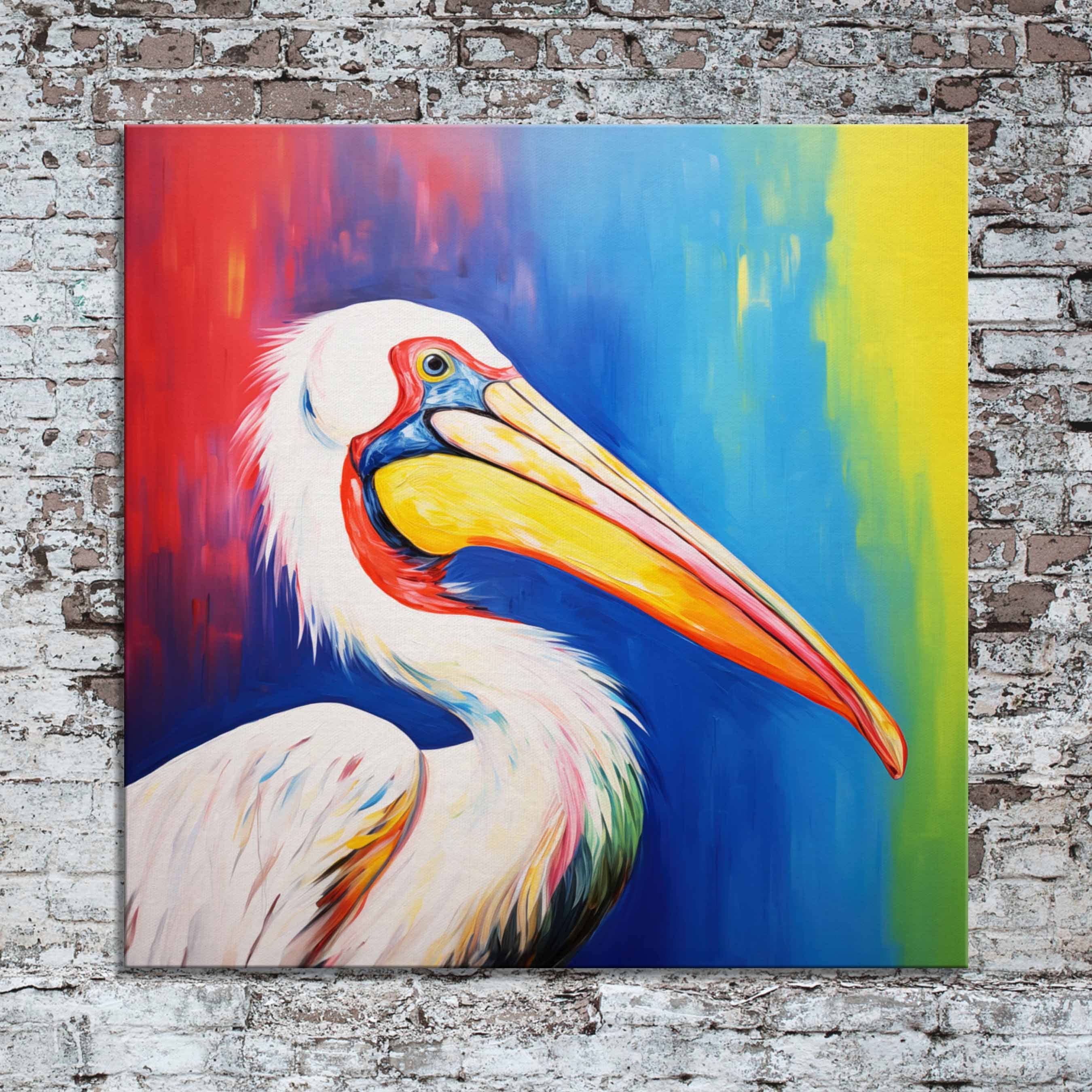 Abstract Pelican Canvas Print: Colorful Coastal Wall Art