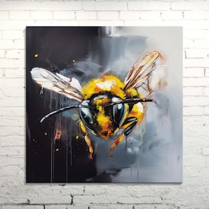 Bee Abstract Painting Canvas Print, Mesmerizing Majestic Artwork Design, Bumblebee Wall Décor, Vibrant Colors, Perfect Gift for Bee Lovers