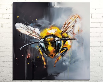 Bee Abstract Painting: Vibrant Bumblebee Canvas Print