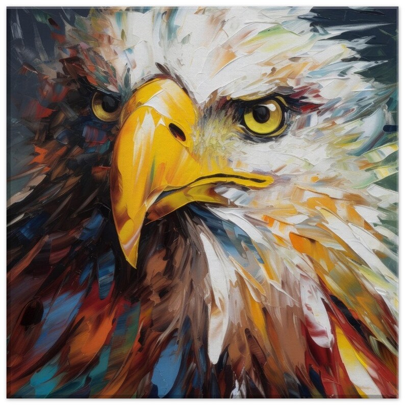 Bold Bald Eagle Canvas Wall Art Colorful Oil Painting Style - Etsy