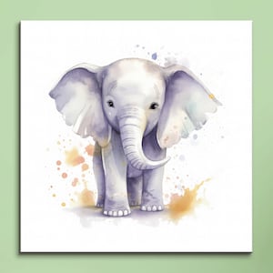 Friendly Elephant Wall Art, Pastel Watercolors, Perfect Kids' Room Decor,  Ideal for Nursery, Whimsical Playful Animal Design