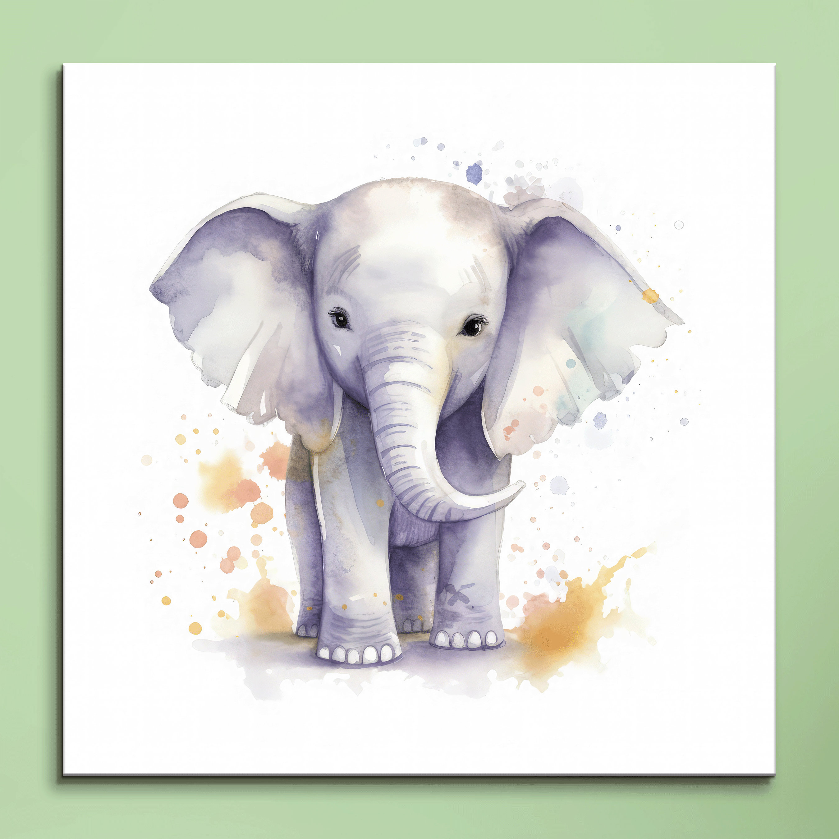 Pastel Elephant Canvas Wall Art: Whimsical Nursery Decor