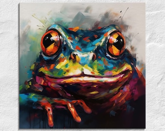 Abstract Frog Art Print: Colorful Amphibian Painting, Vivid Animal Artwork