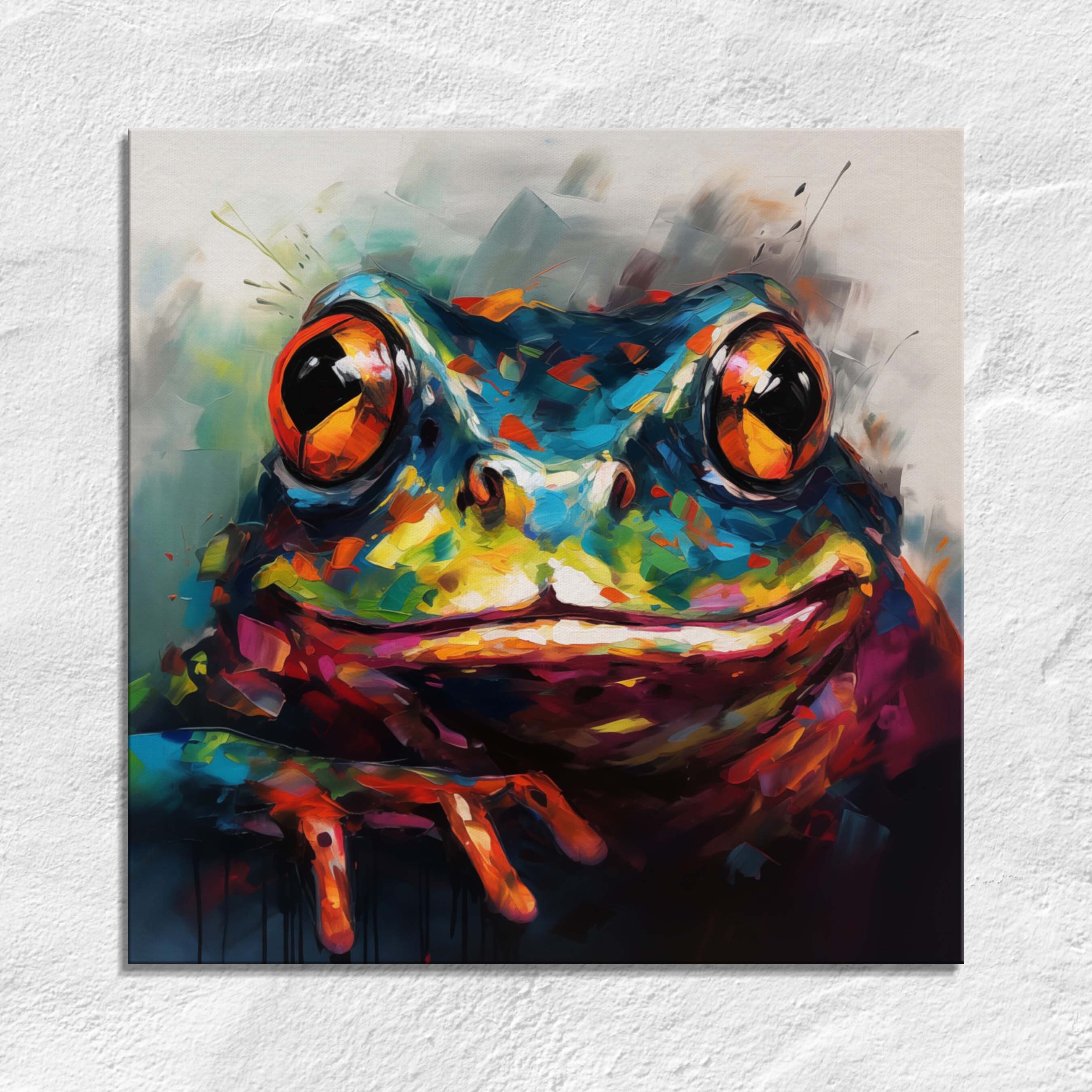 Abstract Frog Art Print: Colorful Amphibian Painting, Vivid Animal Artwork