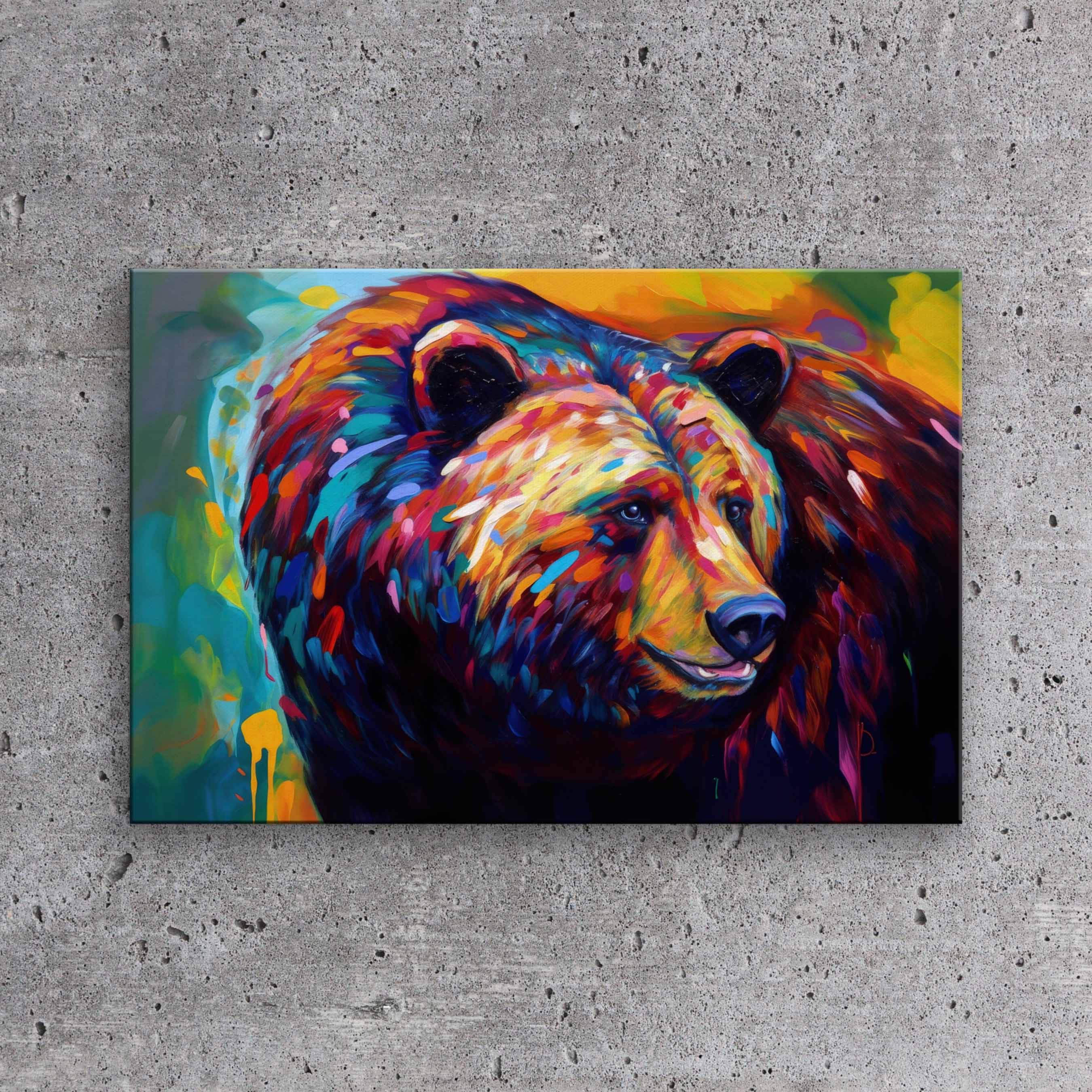 Abstract Bear Canvas Print: Bold Colorful Wildlife Wall Art