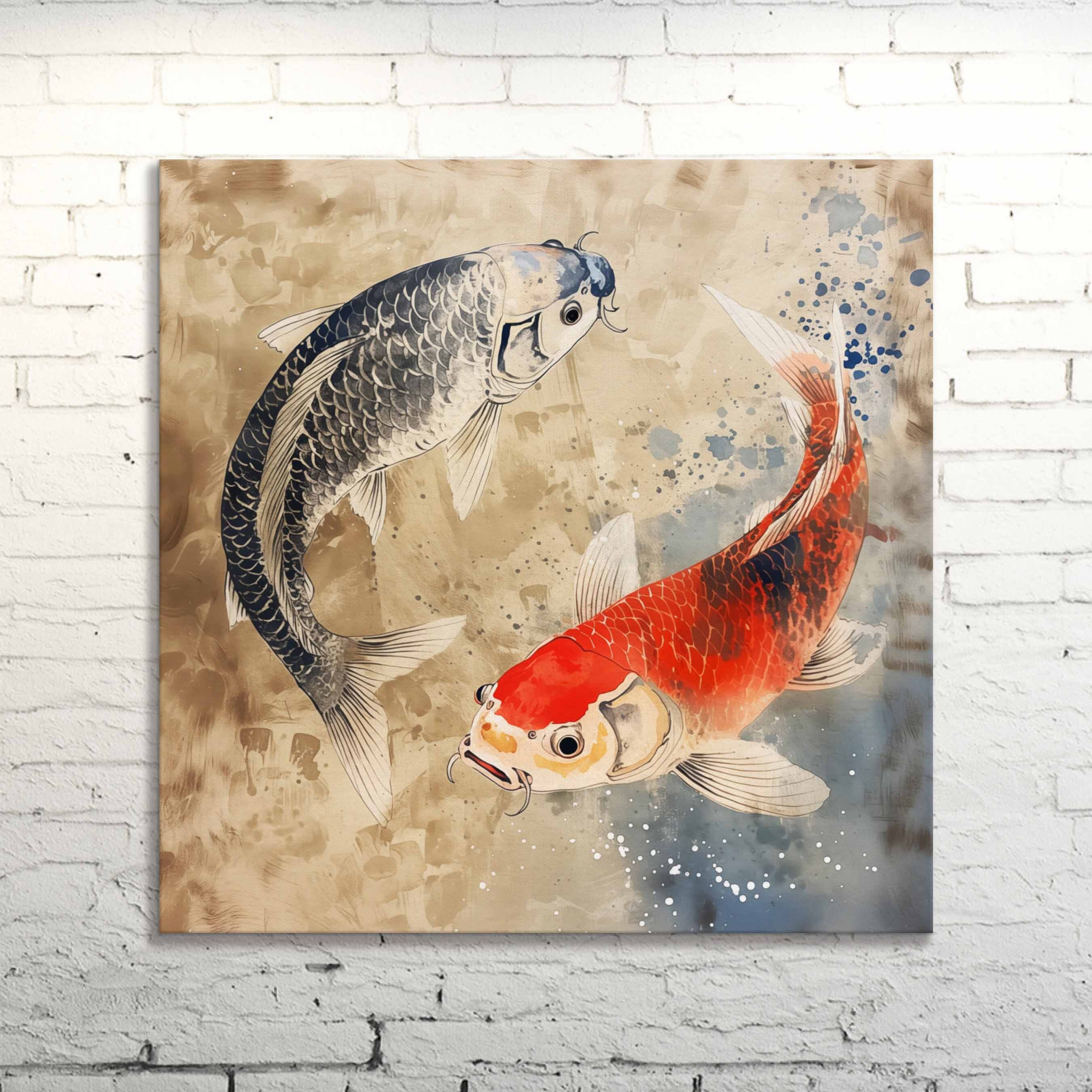 Zen Koi Fish Canvas Print: Japanese Feng Shui Wall Art