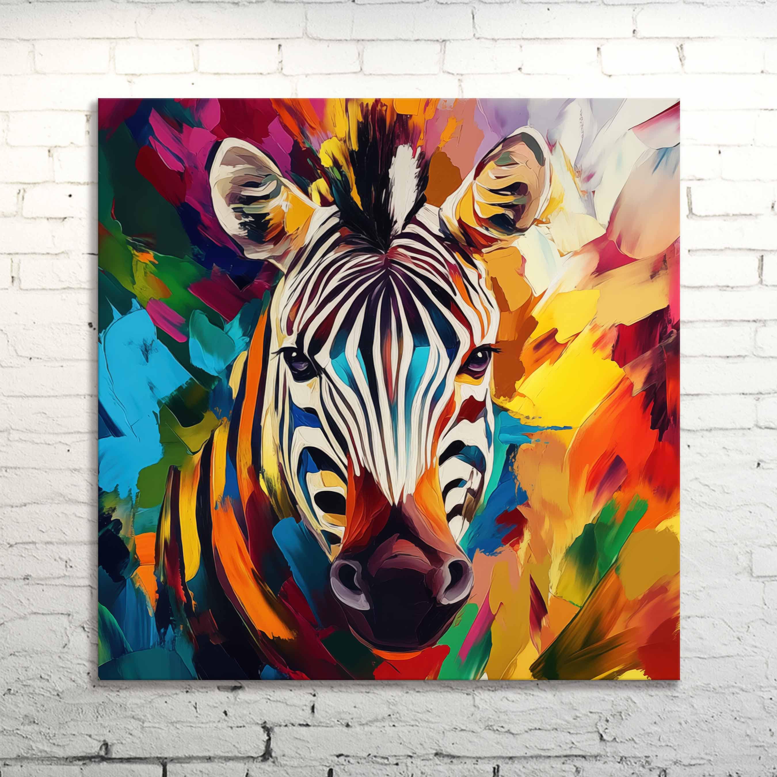 Colorful Zebra Canvas Wall Art: Abstract Safari Animal Decor