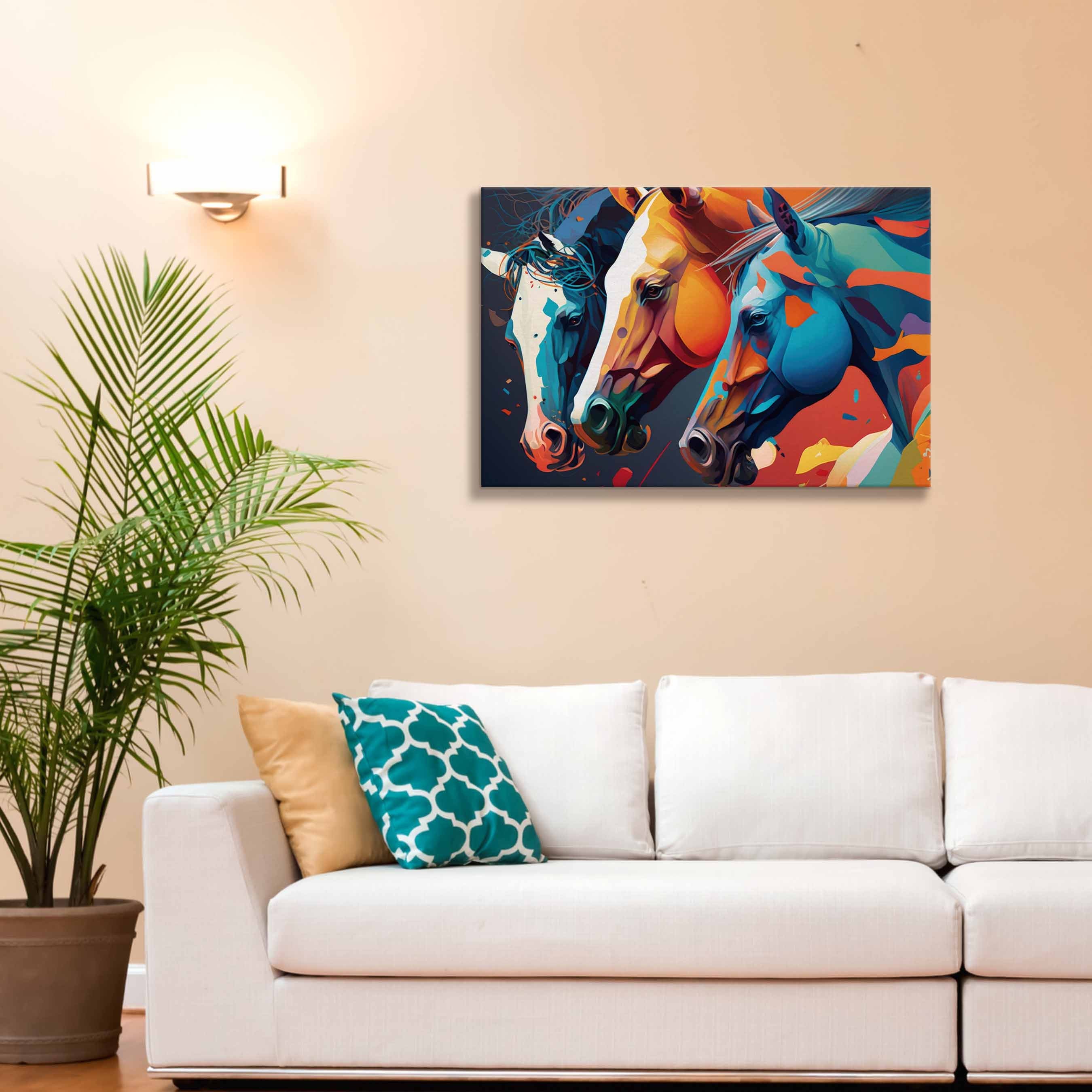 Colorful Abstract Horse Canvas Print: Modern Equestrian Wall Art - Etsy
