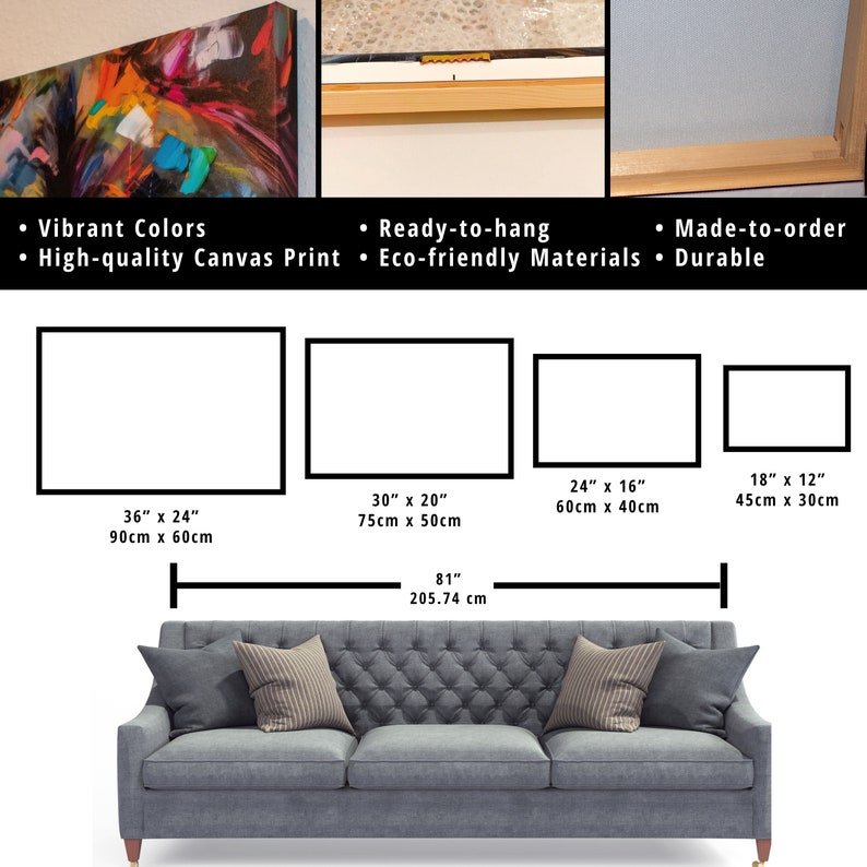 Canvas wall art size chart guide