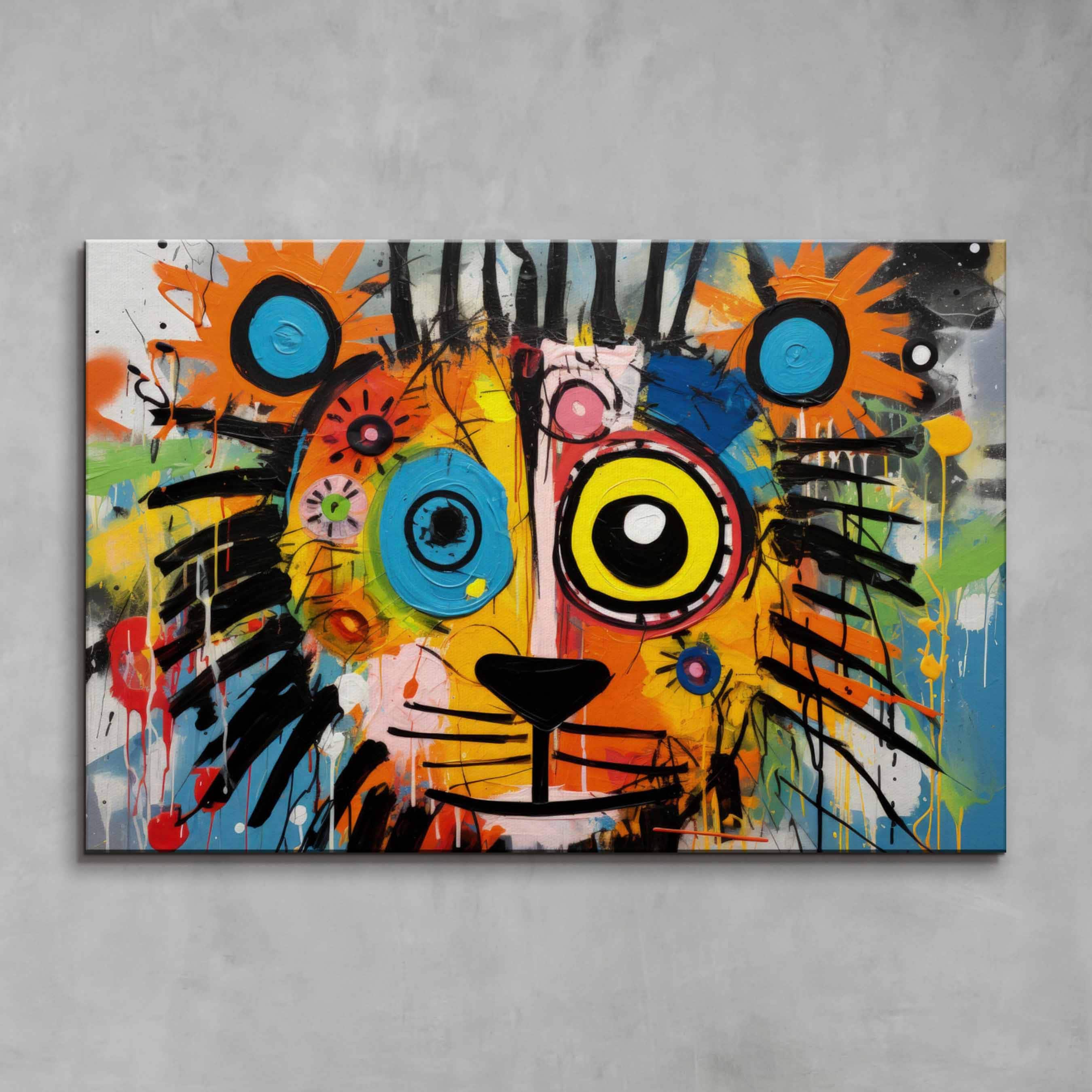 Abstract Lion Canvas Print: Bold Shapes, Vibrant Colors, Modern Wall Art