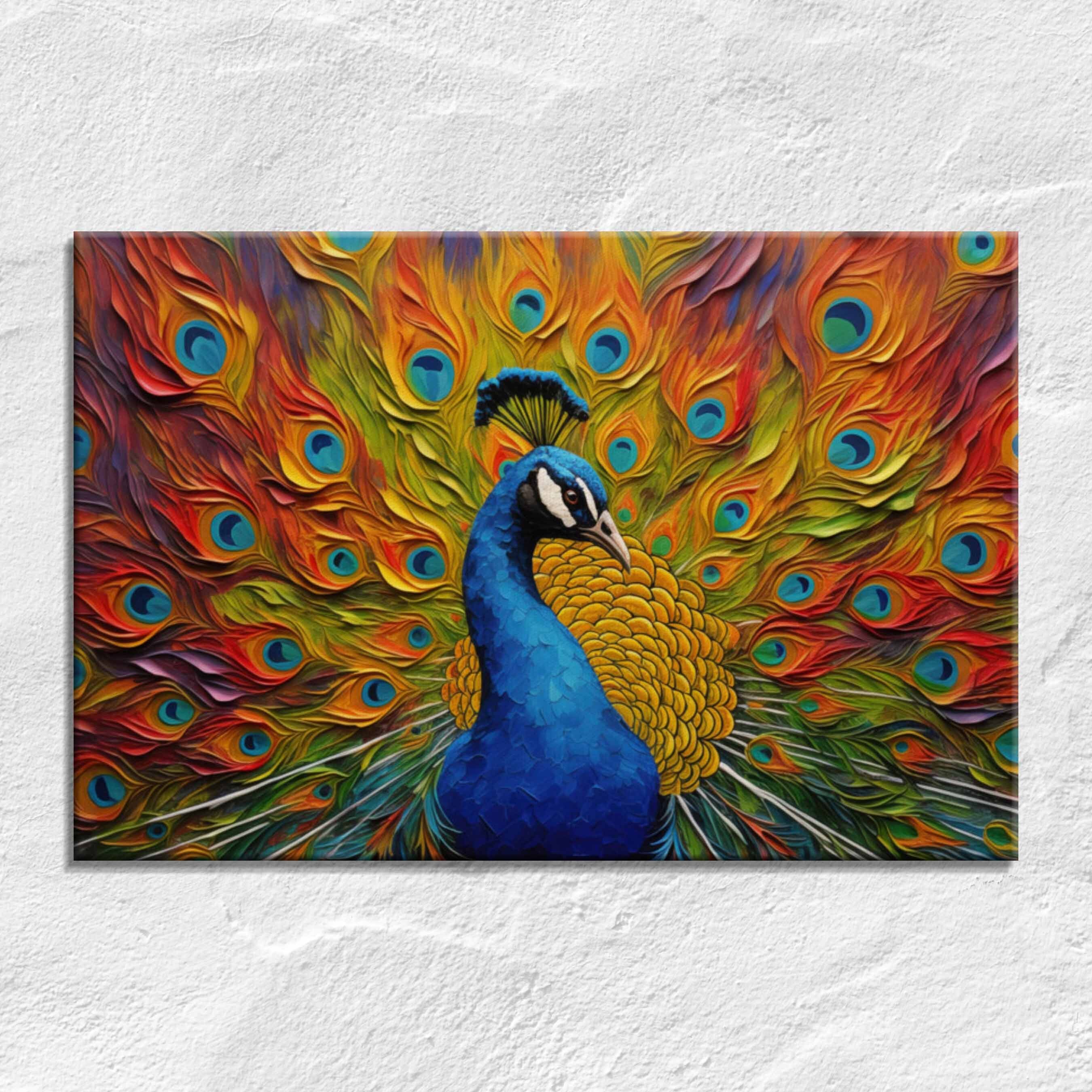 Vibrant Peacock Canvas Print: Colorful Nature-Inspired Wall Art