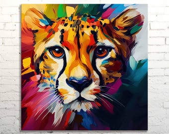 Colorful Cheetah Canvas Print: Modern Wildlife Art