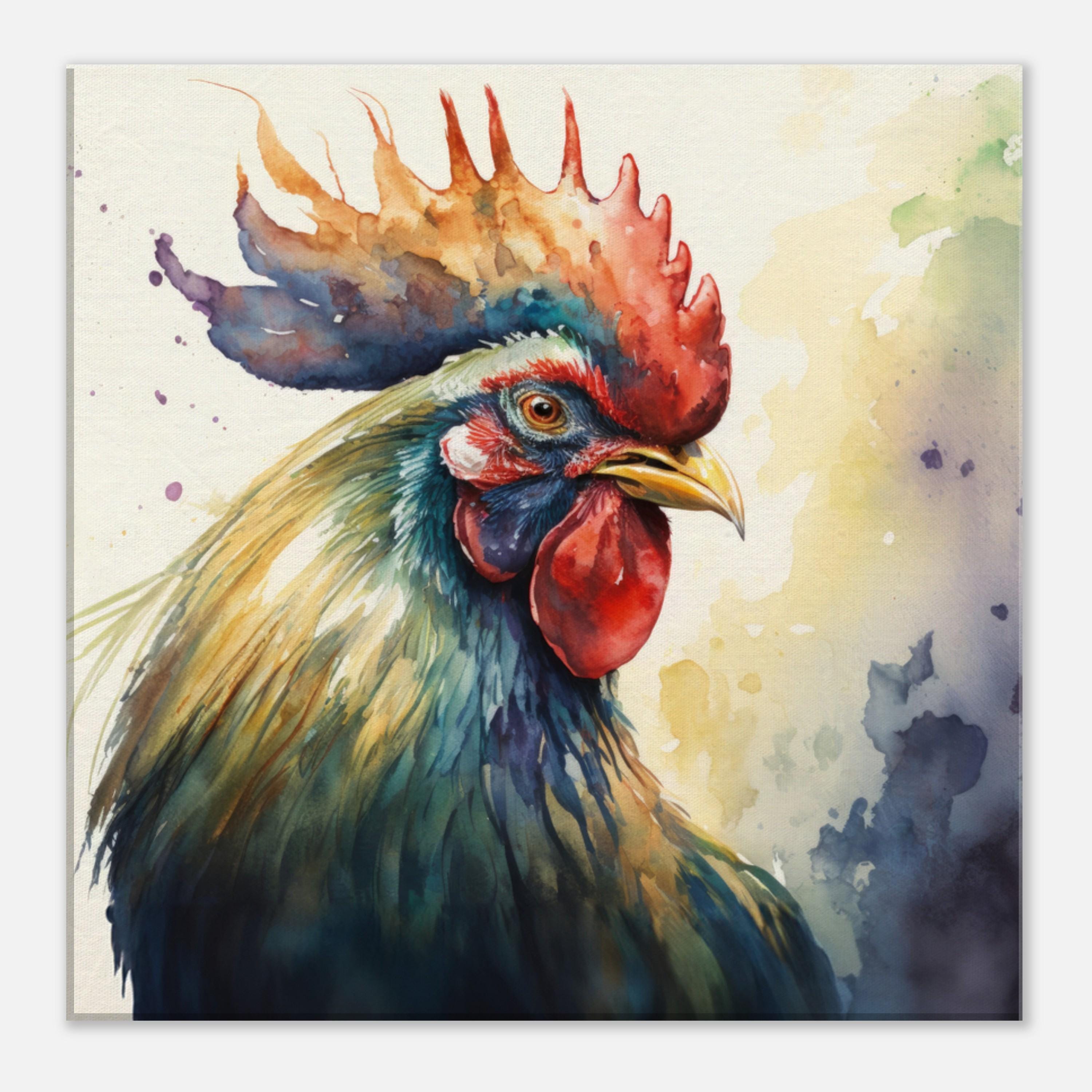 Watercolor Rooster Canvas Art: Farmhouse Kitchen Decor