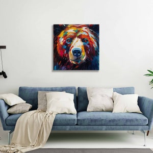 Abstract Bear Canvas Wall Art Colorful Oil Painting Style - Etsy