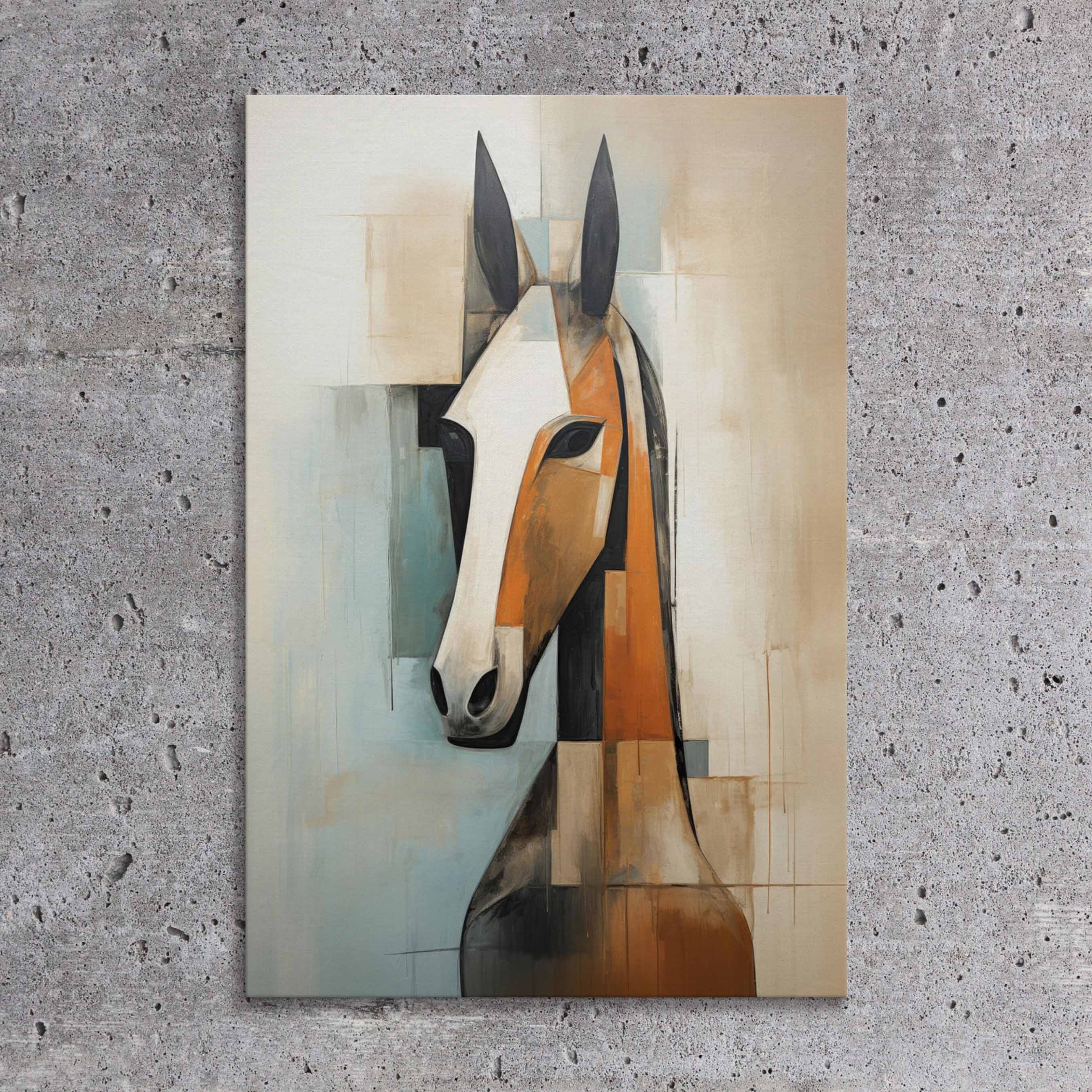 Abstract Horse Canvas Art: Minimalist Earthy Tones