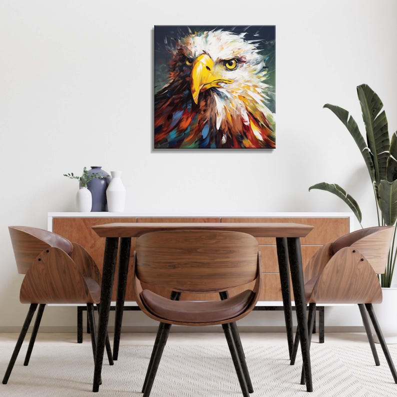 Bold Bald Eagle Canvas Art, Colorful Oil Painting Style - Etsy
