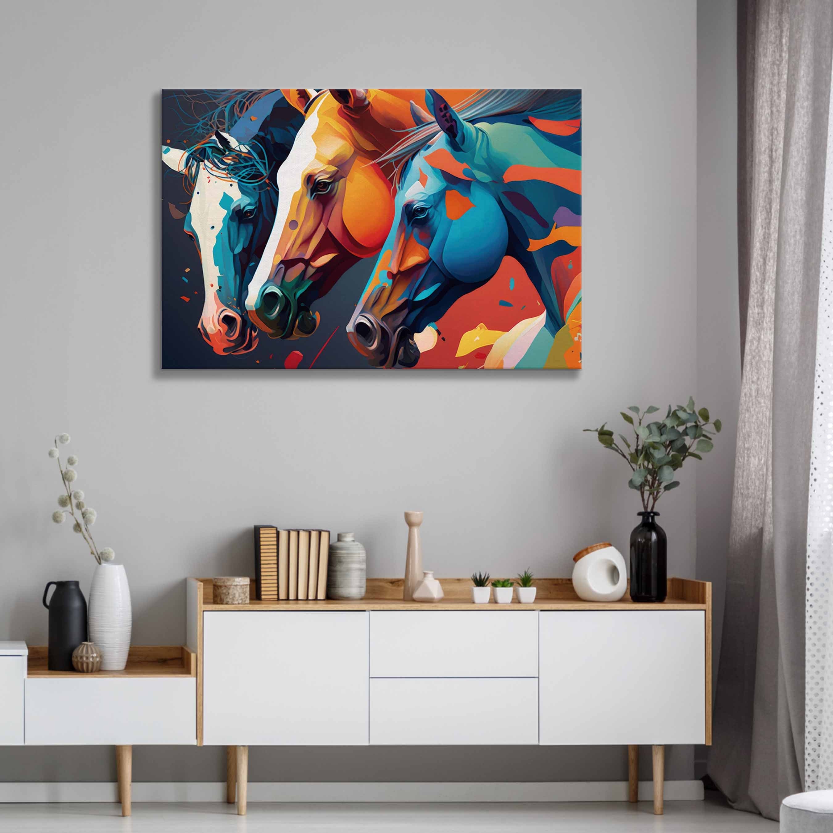 Colorful Abstract Horse Canvas Print: Modern Equestrian Wall Art - Etsy