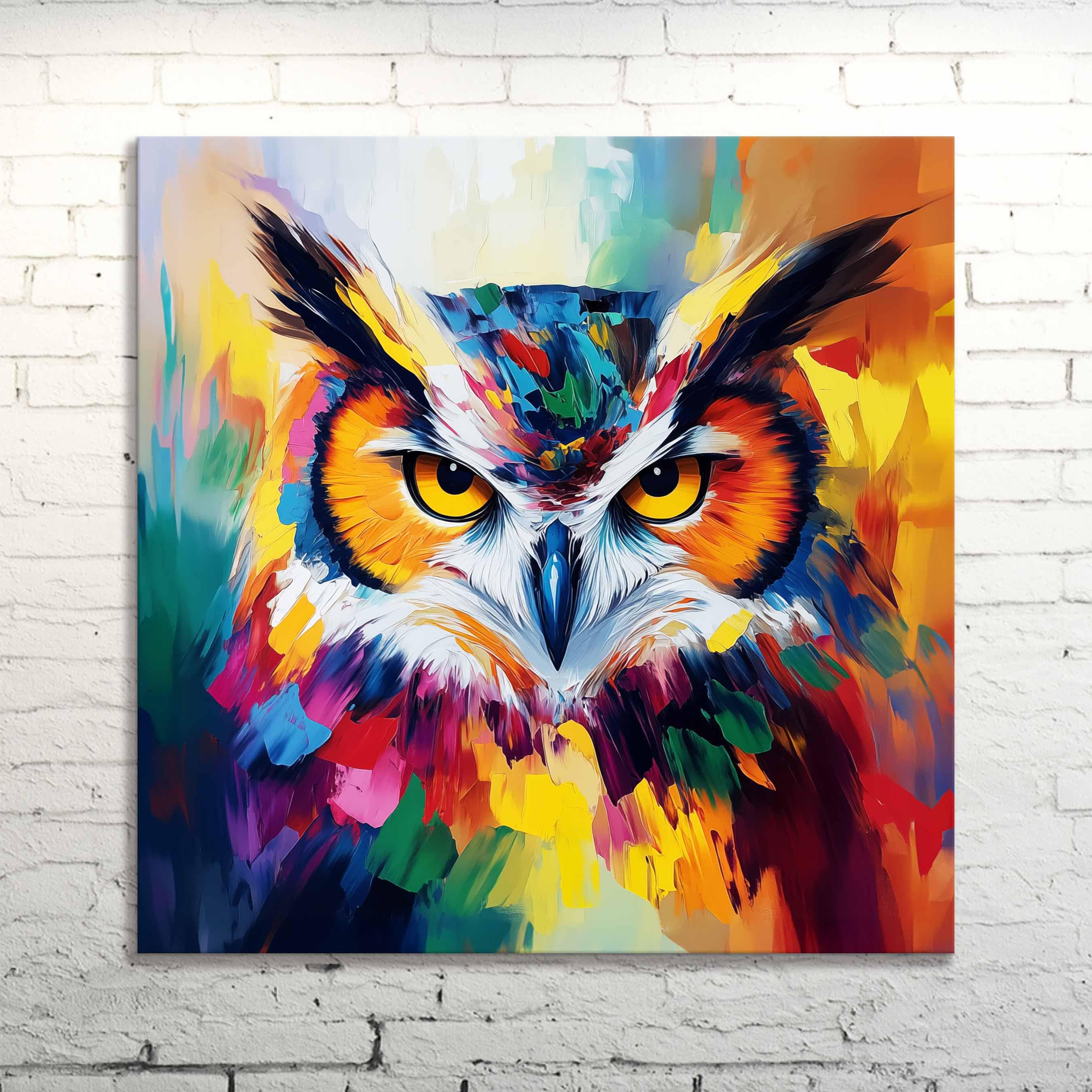 Abstract Owl Canvas Print: Modern Wildlife Art, Bold Colors