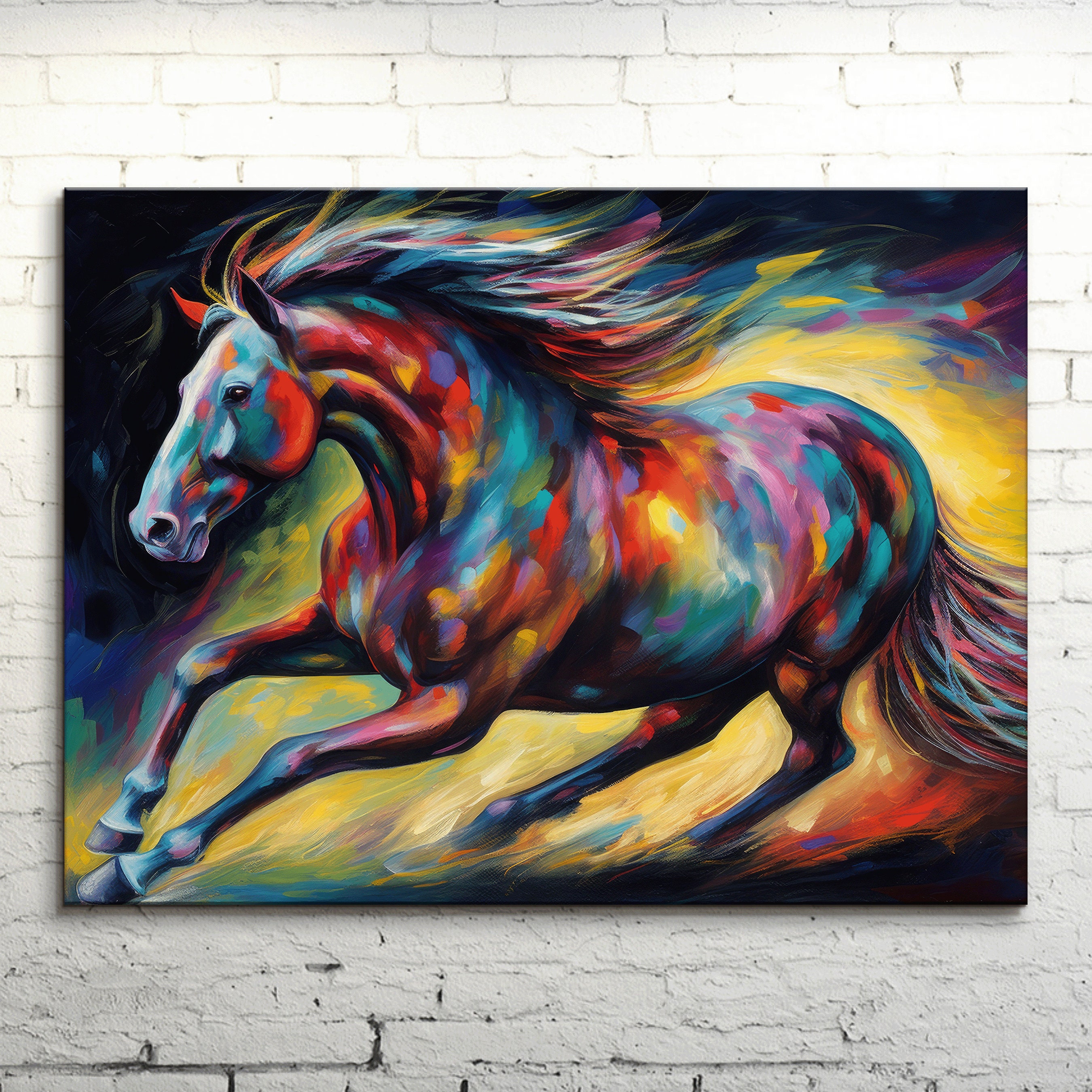 Watercolor Horse Canvas Print: Vibrant Equine Wall Art