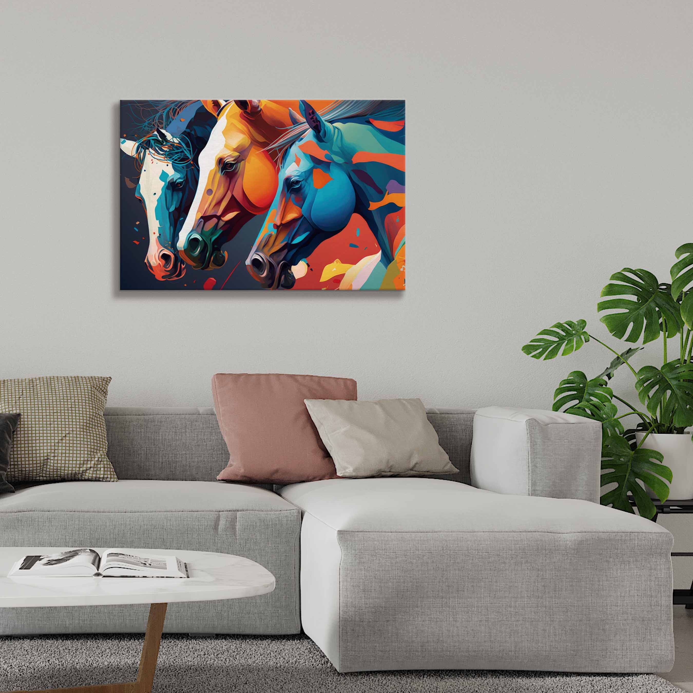 Colorful Abstract Horse Canvas Print: Modern Equestrian Wall Art - Etsy