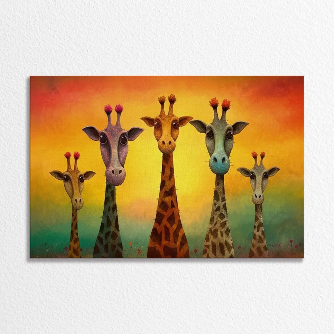 Giraffe Family Canvas Art: Whimsical African Safari Decor - Etsy