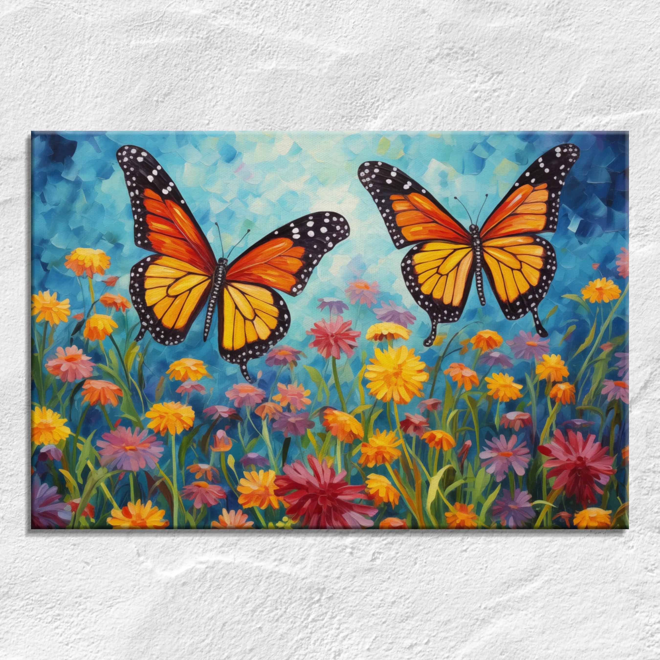 Monarch Butterfly Canvas Print: Wildflower Meadow Art for Nursery