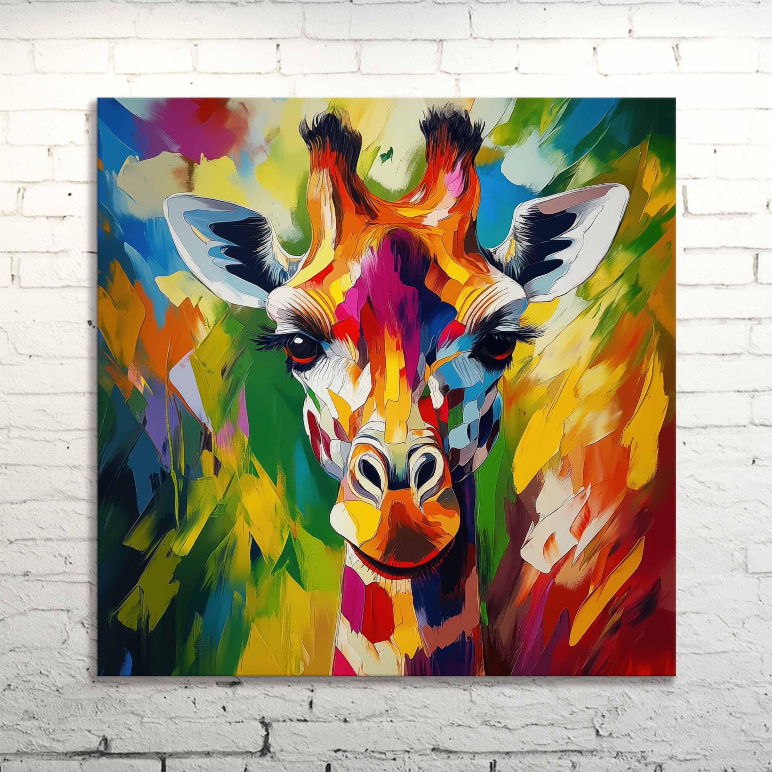 Abstract Giraffe Canvas Print: Colorful Safari Animal Wall Art