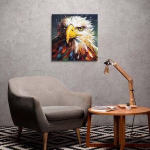 Bold Bald Eagle Canvas Art, Colorful Oil Painting Style - Etsy
